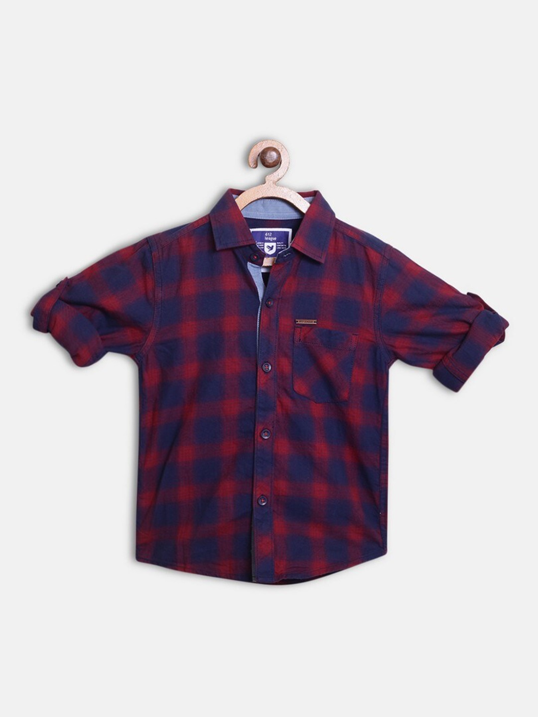 

612League Boys & Navy Blue Red Classic Checked Casual Shirt