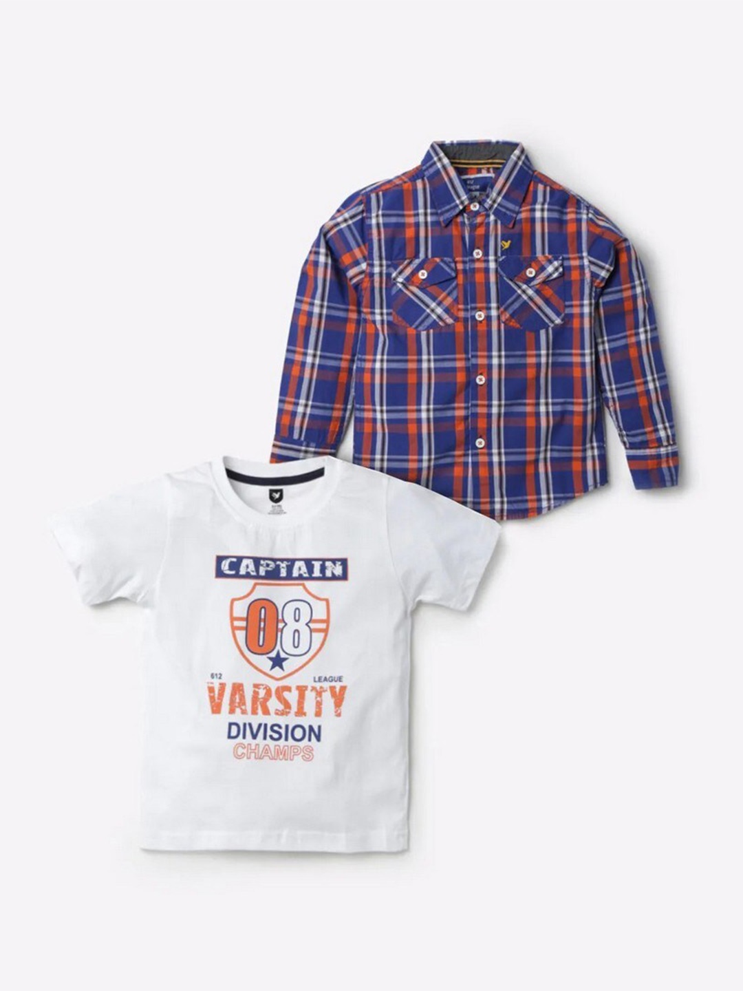 

612League Boys Blue Classic Tartan Checked Casual Shirt