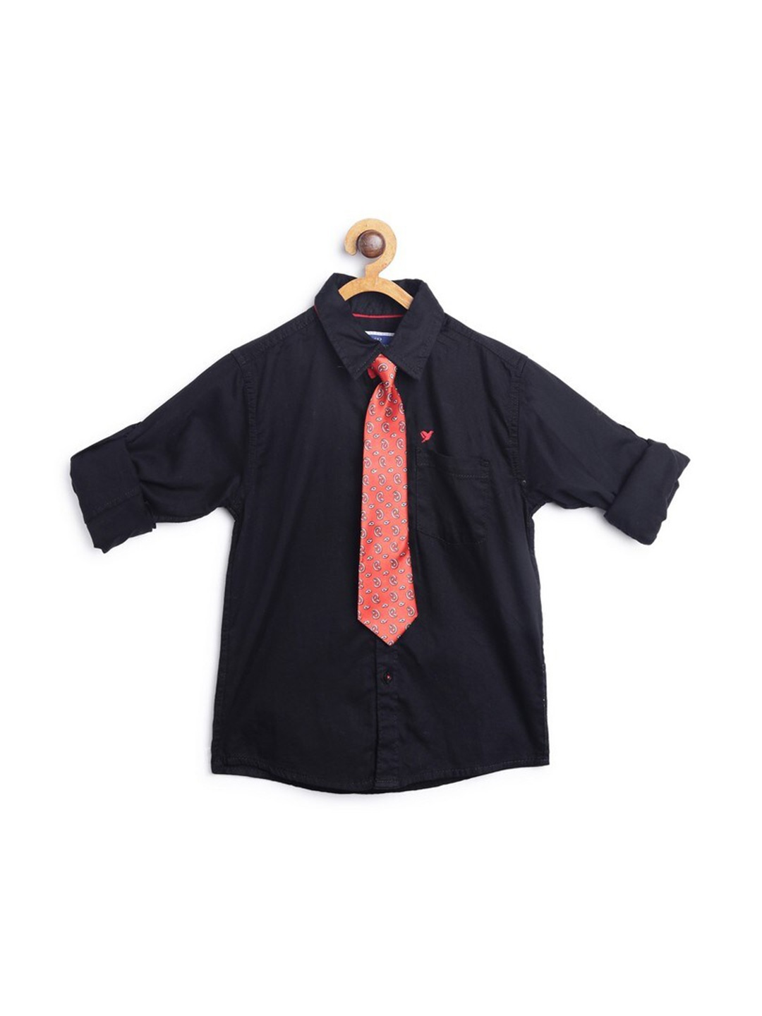 

612League Boys Black Regular Fit Classic Casual Shirt