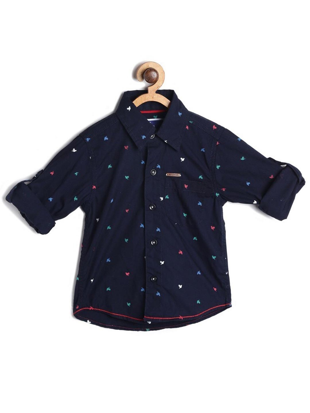 

612League Boys Blue Classic Printed Casual Shirt