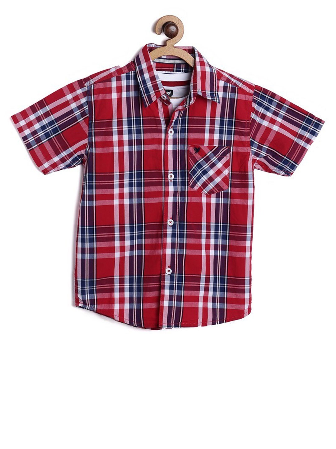 

612League Boys Red Classic Tartan Checks Checked Casual Shirt