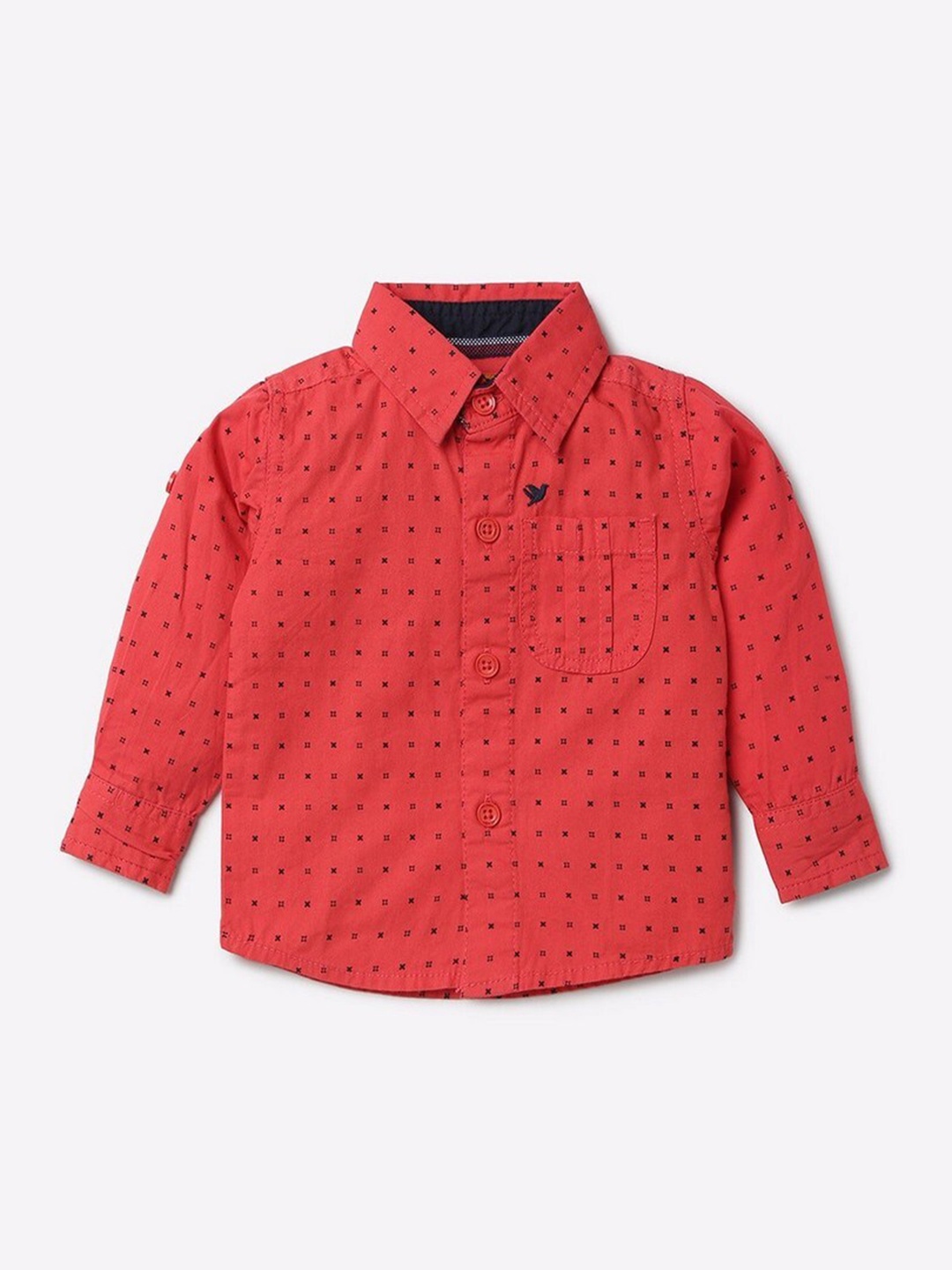 

612League Boys Red Classic Printed Casual Shirt