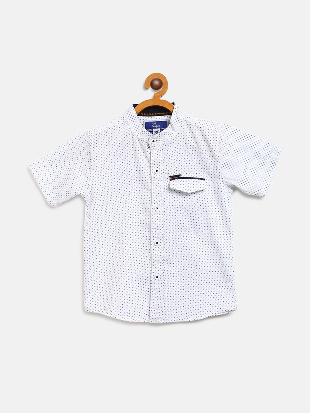 

612League Boys White Classic Printed Casual Shirt