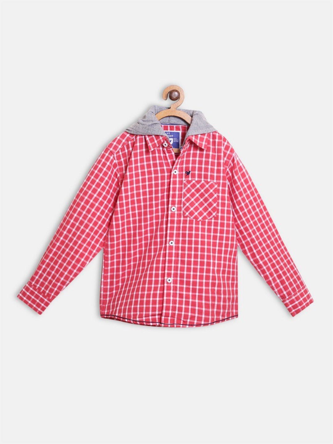 

612League Boys Red Classic Gingham Checks Casual Shirt