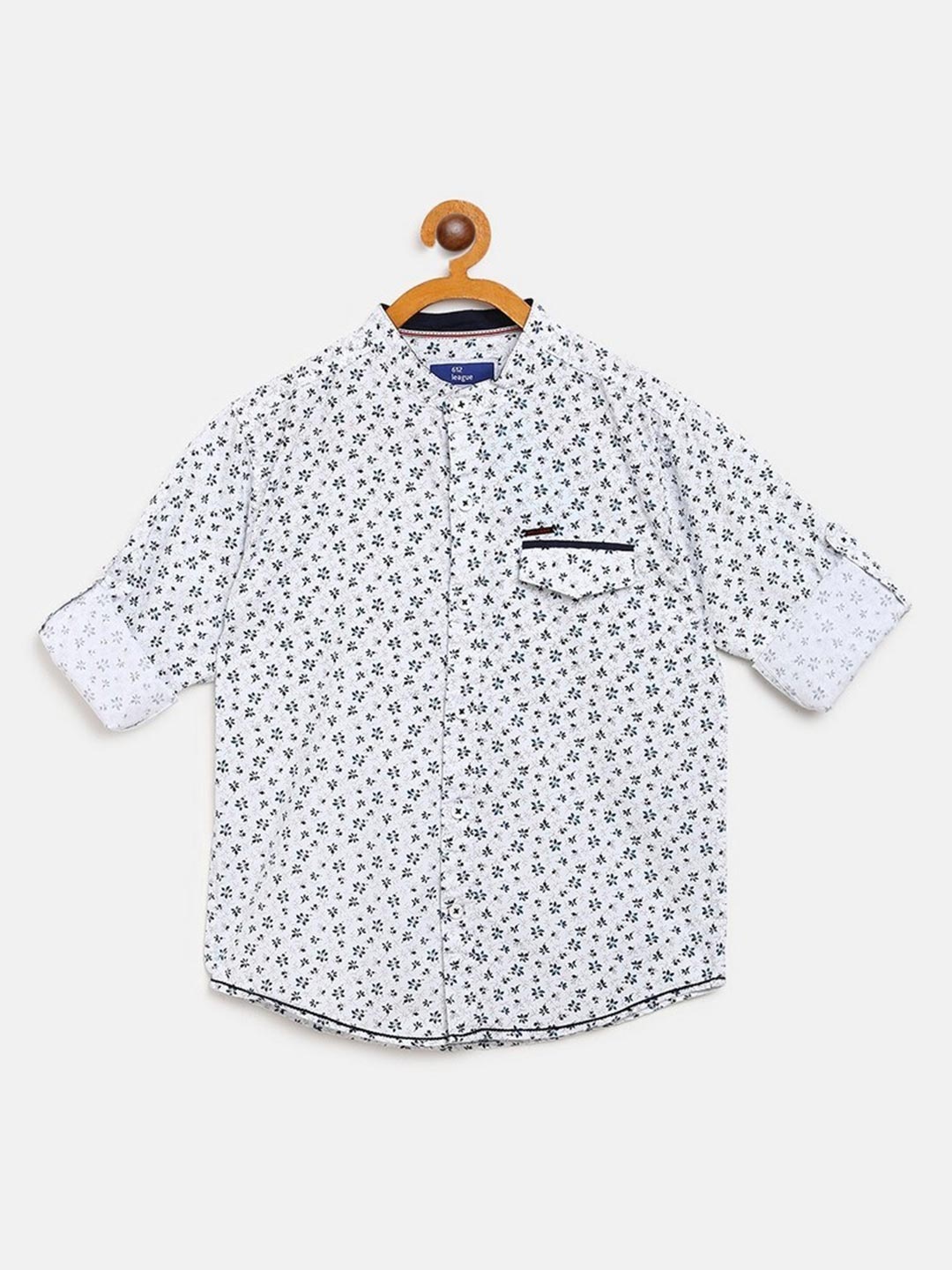 

612League Boys White Classic Floral Printed Casual Shirt