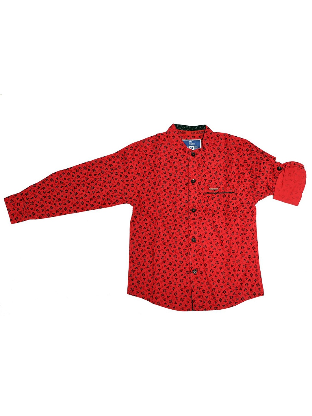 

612League Boys Red Classic Printed Casual Shirt