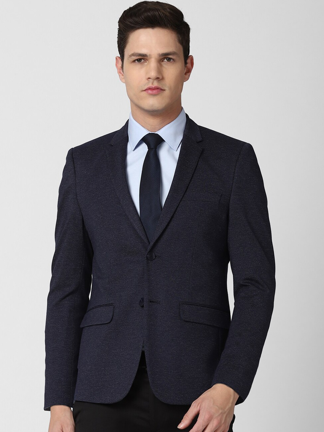 

Van Heusen Men Navy Blue Solid Slim-Fit Single-Breasted Formal Blazer