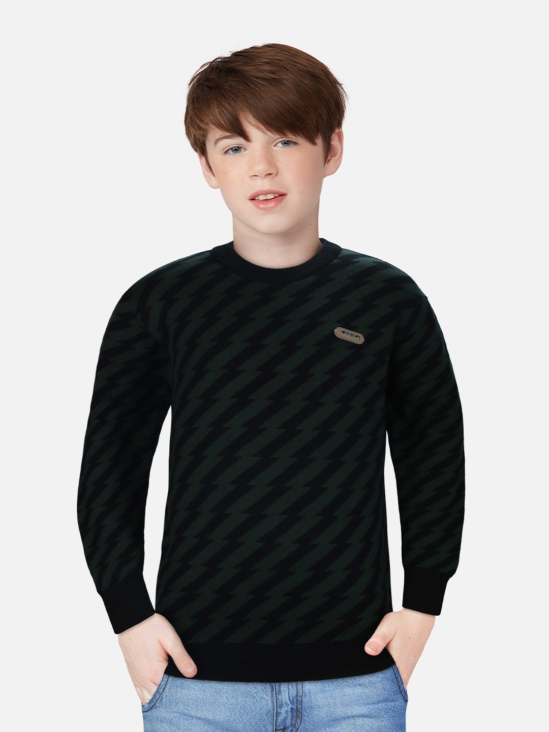 

Gini and Jony Boys Black & Green Printed Pullover