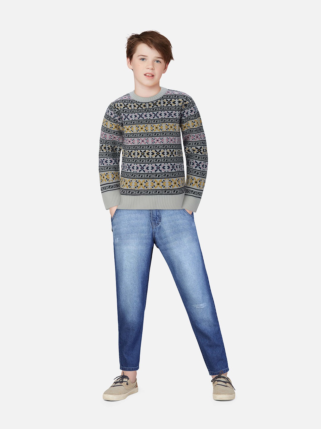 

Gini and Jony Boys Black & White Printed Pullover