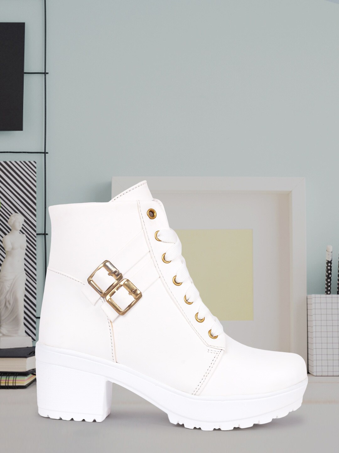 

Longwalk Women White Solid Heeled Boots