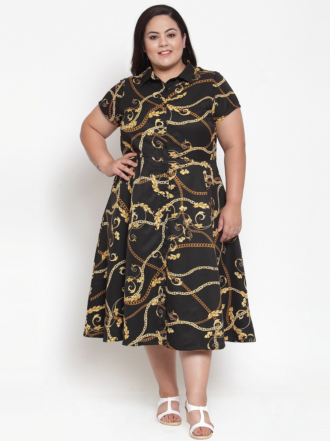 

plusS Women Black Printed Anarkali Kurta