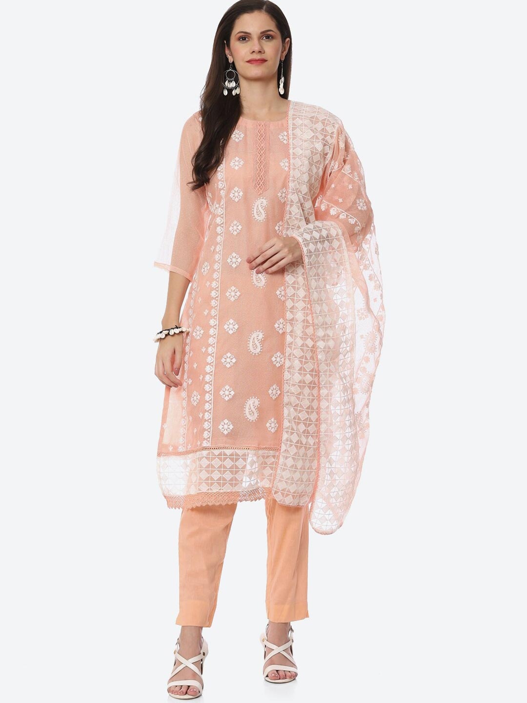 

Biba Orange & White Embroidered Unstitched Dress Material