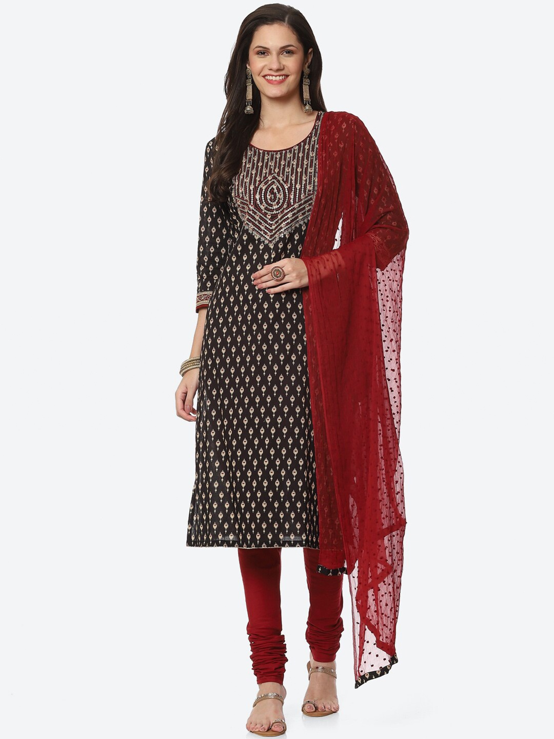 

Biba Black & Green Printed Unstitched Dress Material
