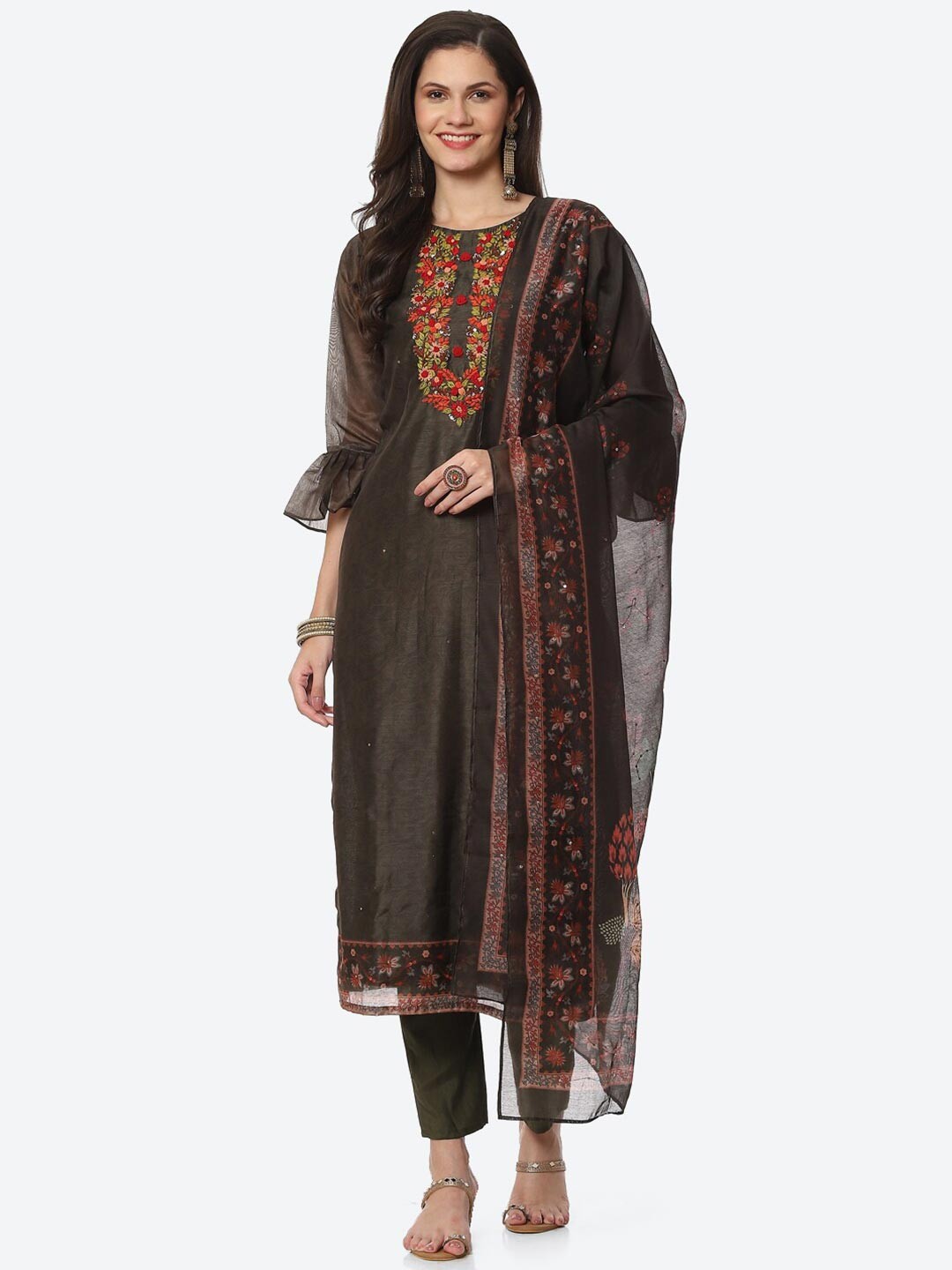 

Biba Green & Red Unstitched Dress Material