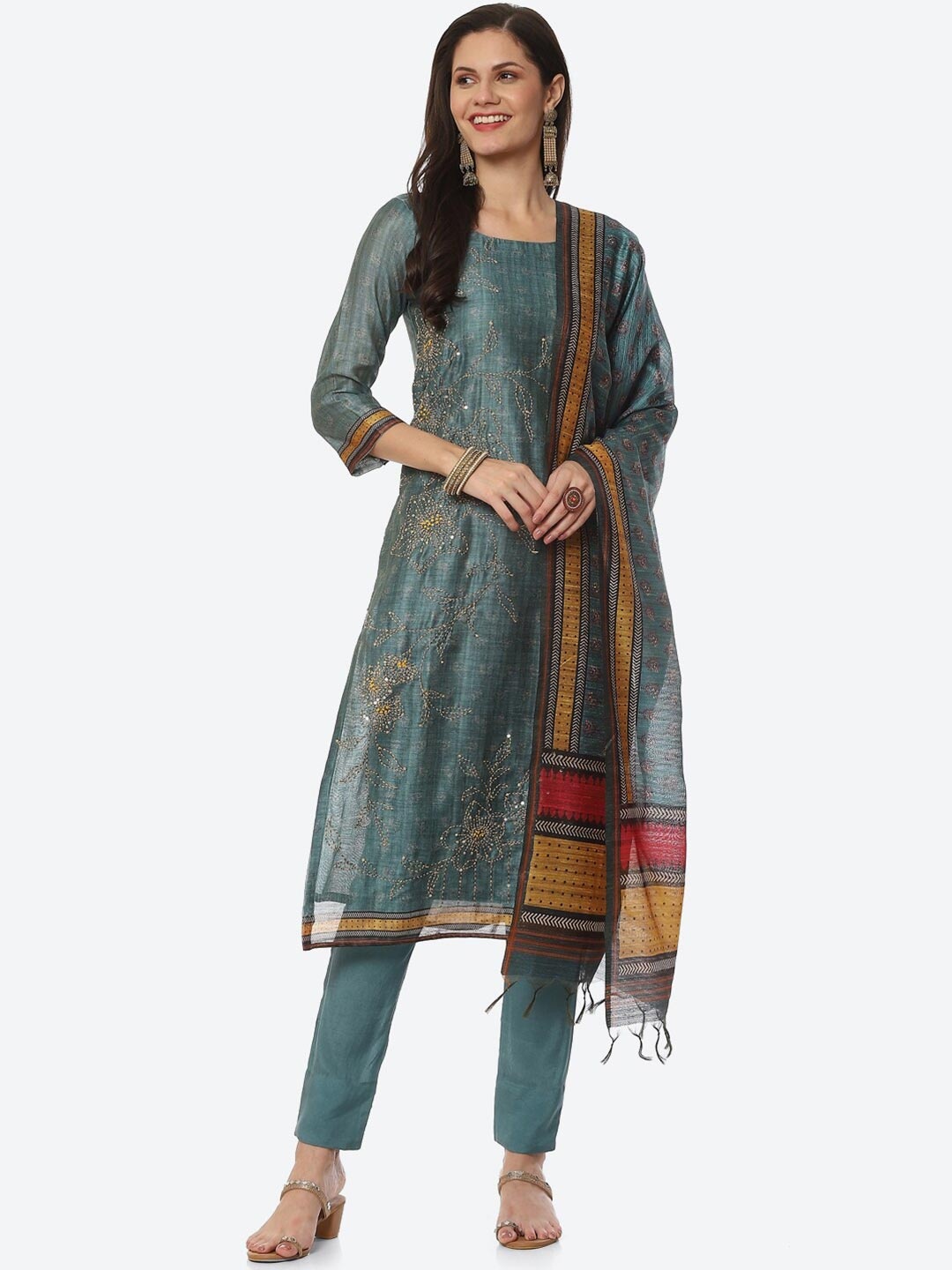 

Biba Blue & Red Embellished Unstitched Dress Material