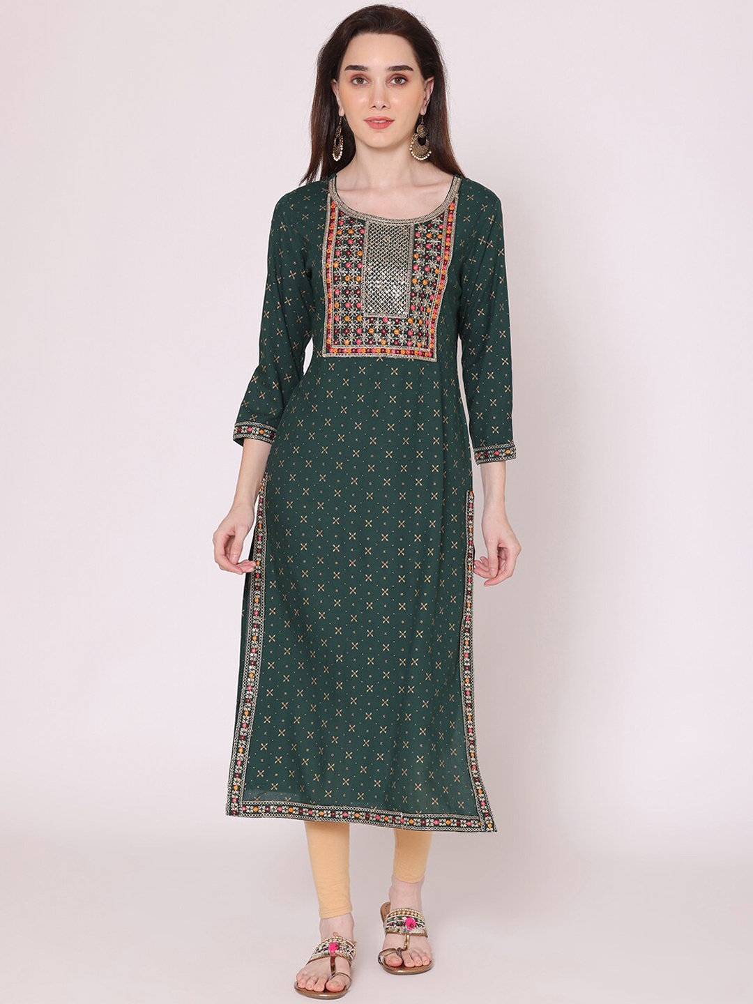 

KALINI Women Green Ethnic Motifs Printed Kurta