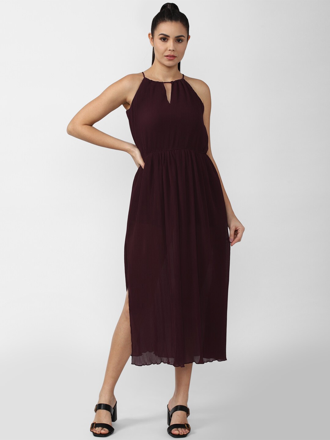 

Van Heusen Woman Brown Keyhole Neck Midi Dress