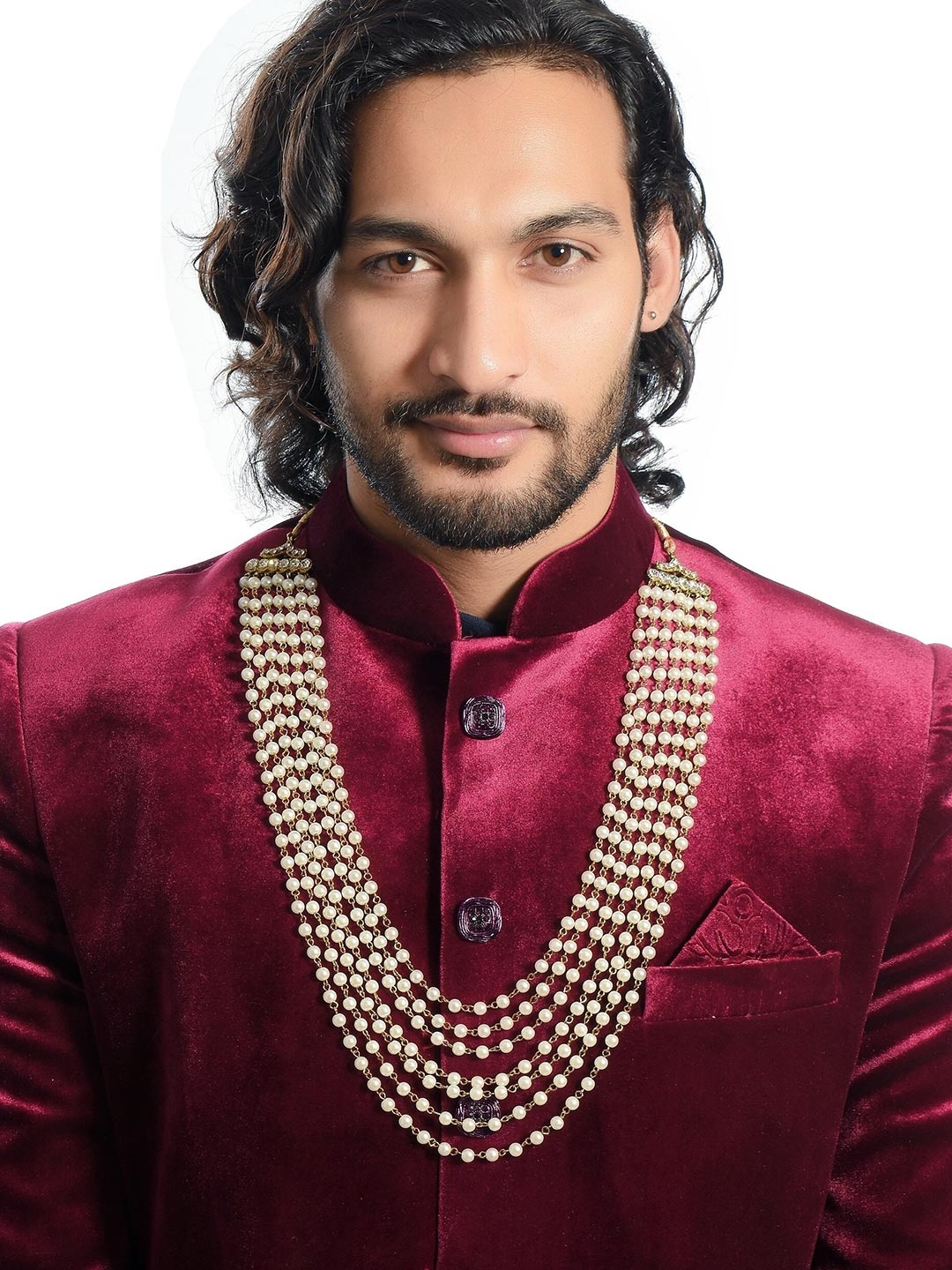 

Sanjog Men Off White Gold-Plated Layered Necklace