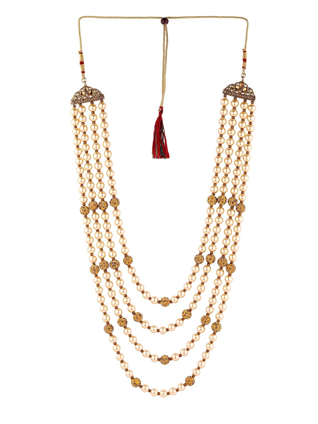 

Sanjog Men Brass Gold-Plated Layered Pearl Necklace