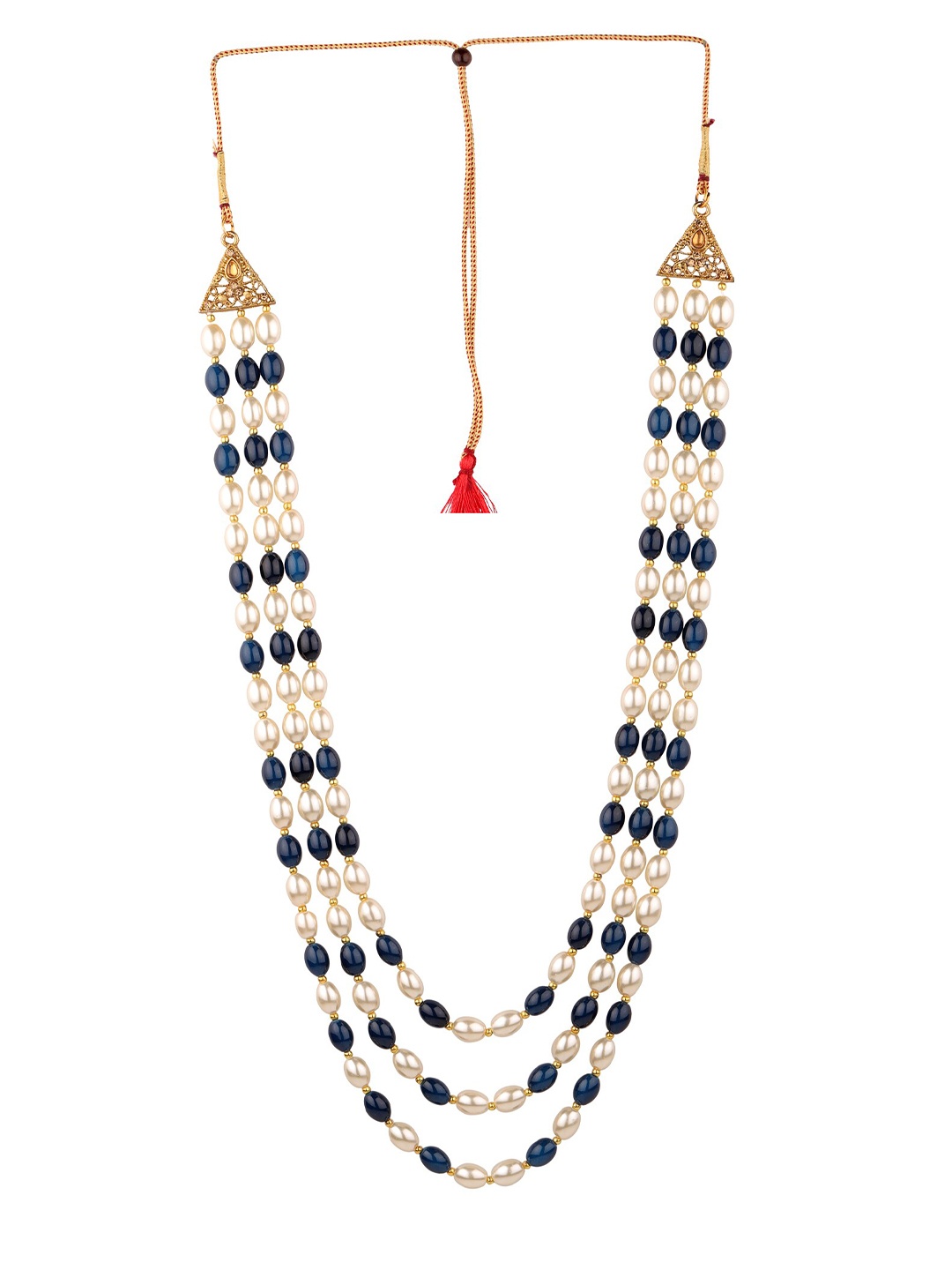 

Sanjog Men Violet & White Brass Layered Pearl Necklace