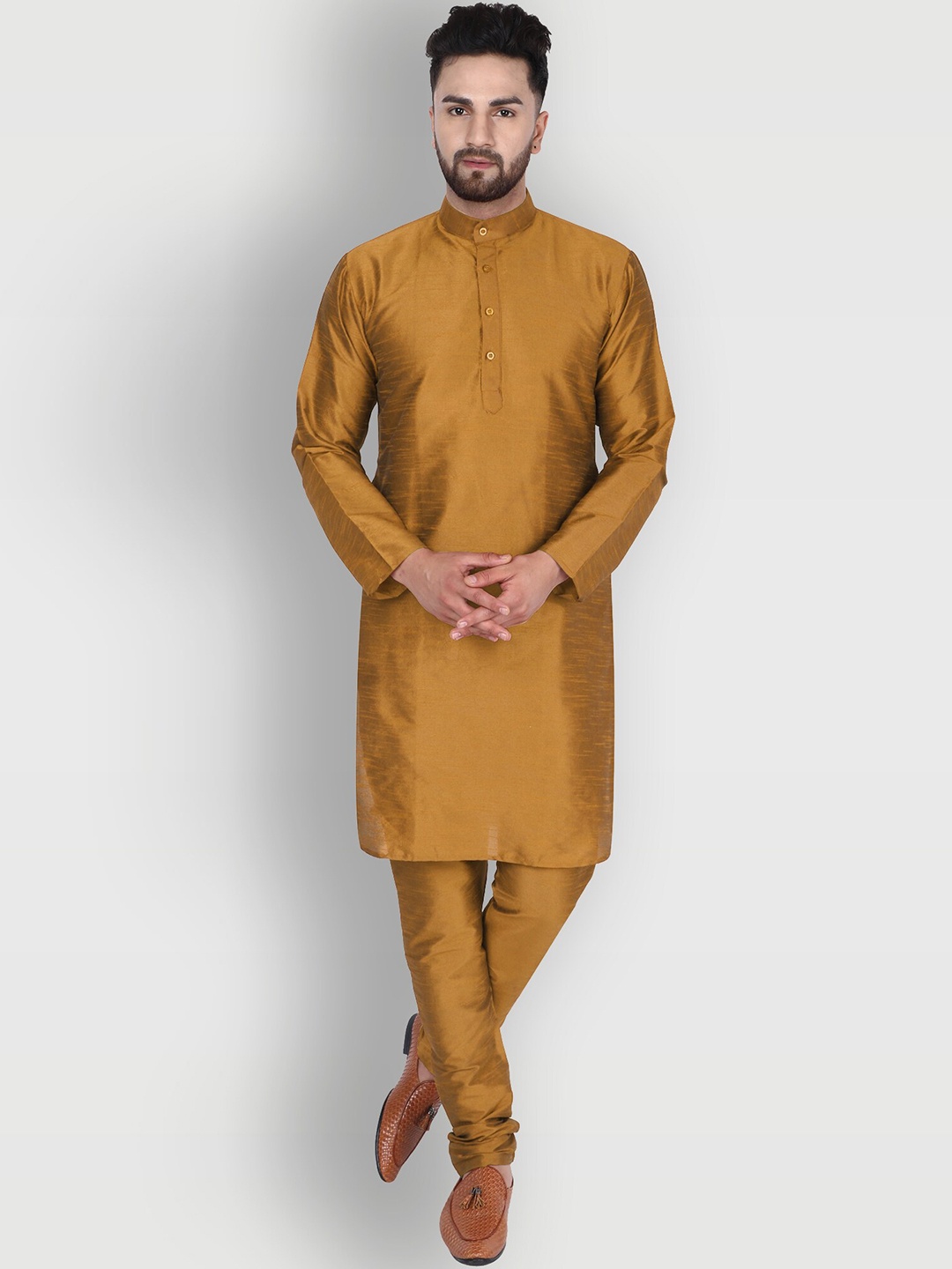 

Enciger Men Brown Dupion Silk Kurta with Churidar