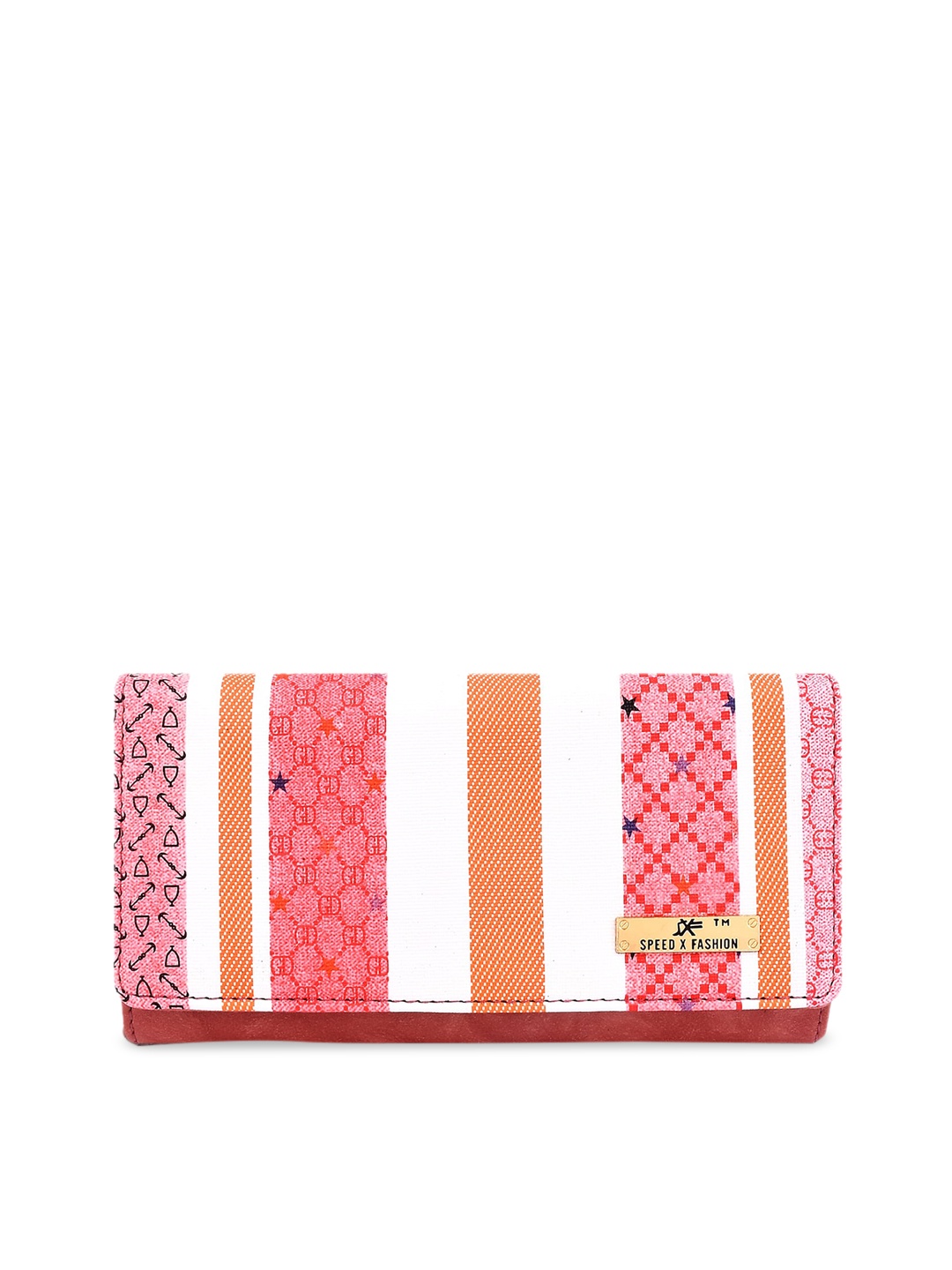 

SXF SPEED X FASHION Pink & White Printed Envelope Clutch
