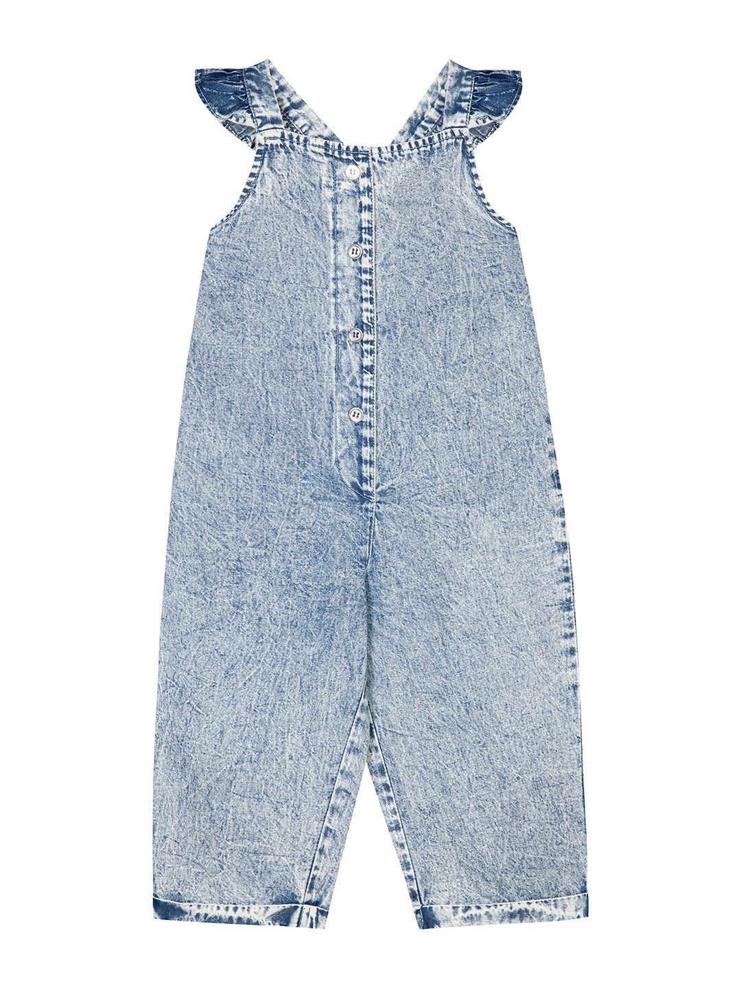 

Budding Bees Girls Blue Basic Cotton Denim Jumpsuit