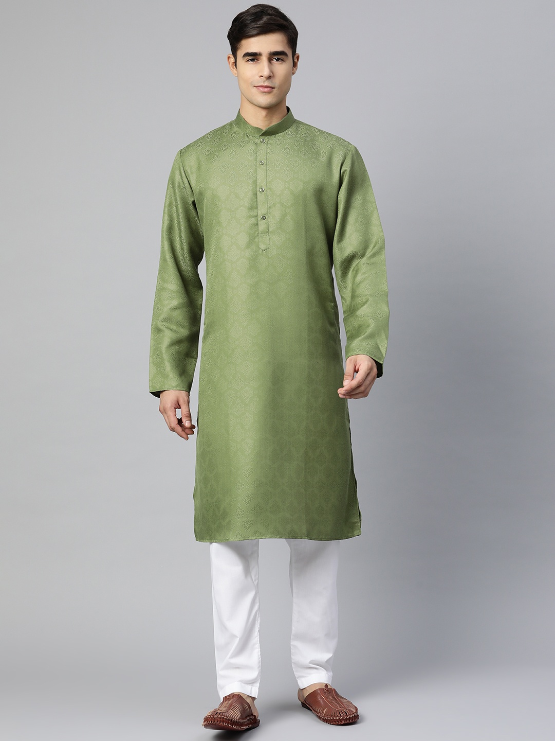 

MANQ Men Green Ethnic Design Kurta with Pyjamas