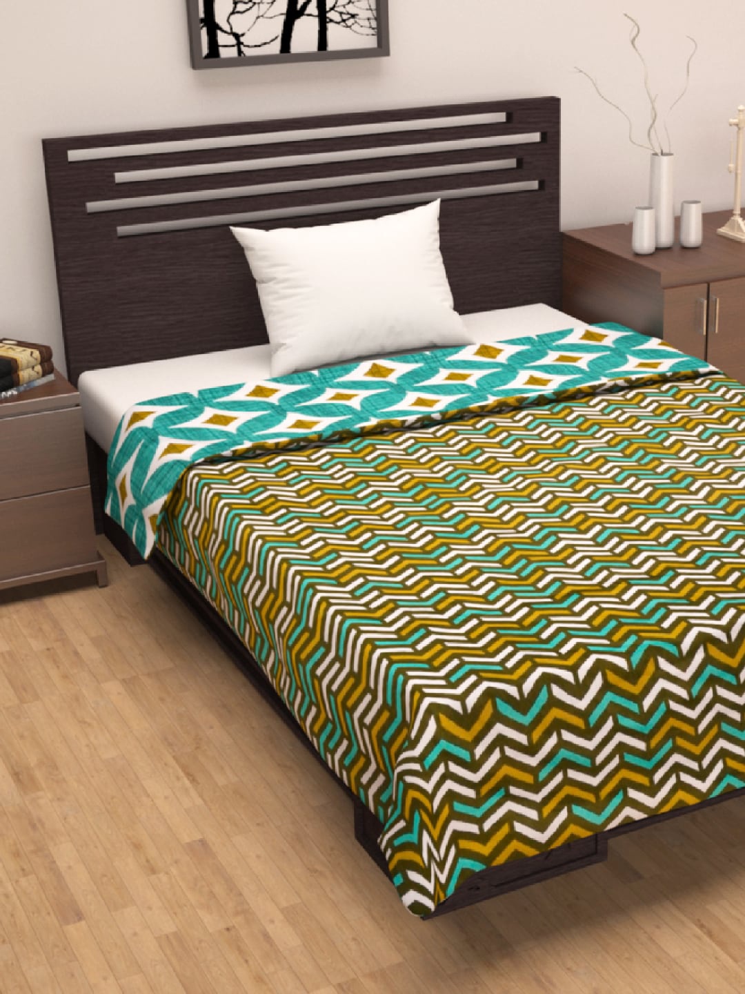 

Divine Casa Turquoise Blue & Green Geometric Mild Winter 120 GSM Single Bed Dohar