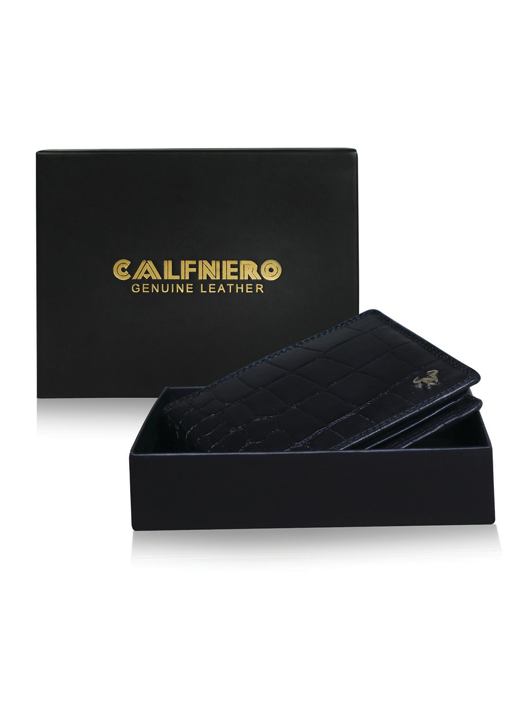 

CALFNERO Men Black Leather Two Fold Wallet