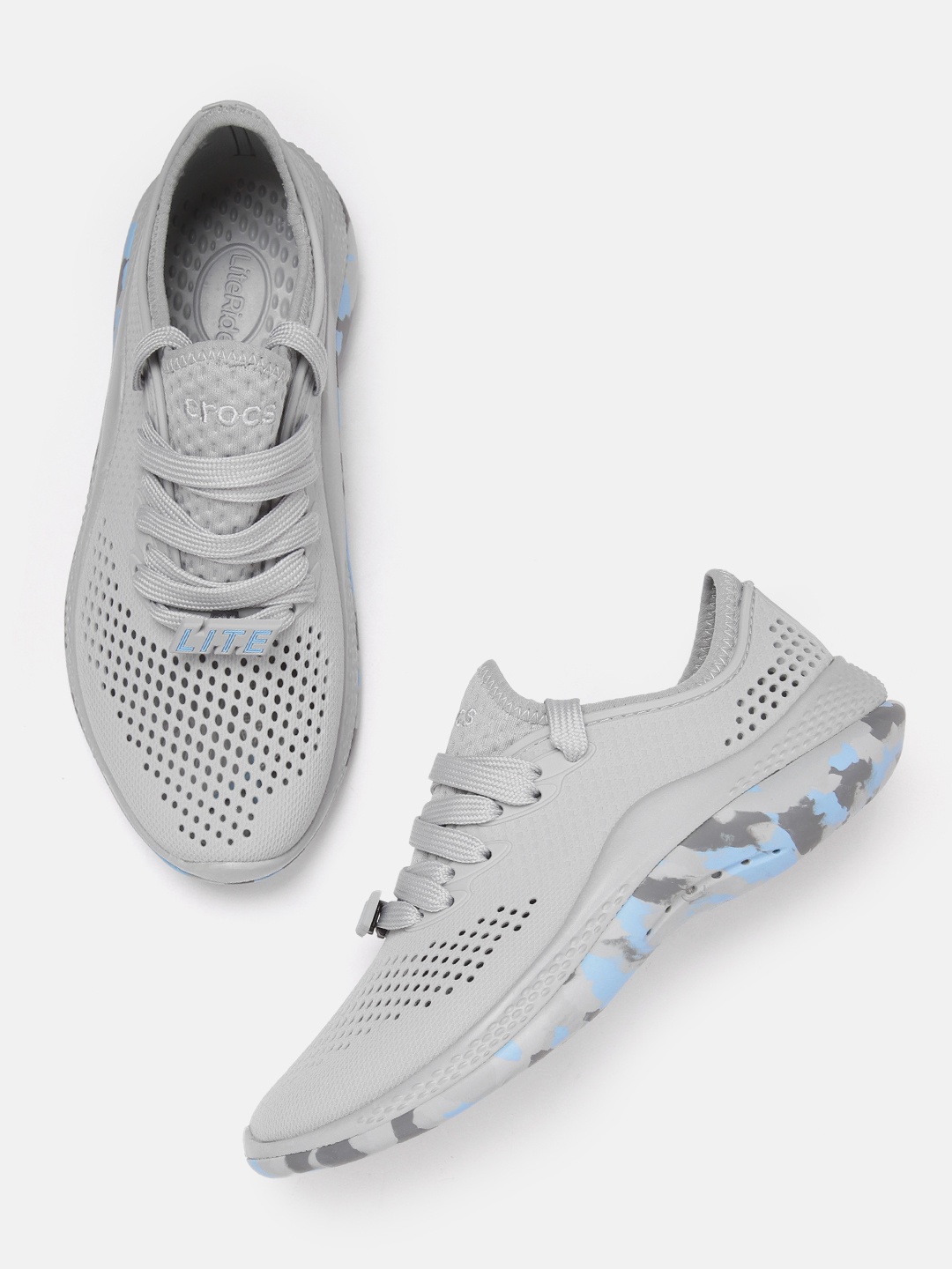 

Crocs Women Grey Solid Perforated Sneakers