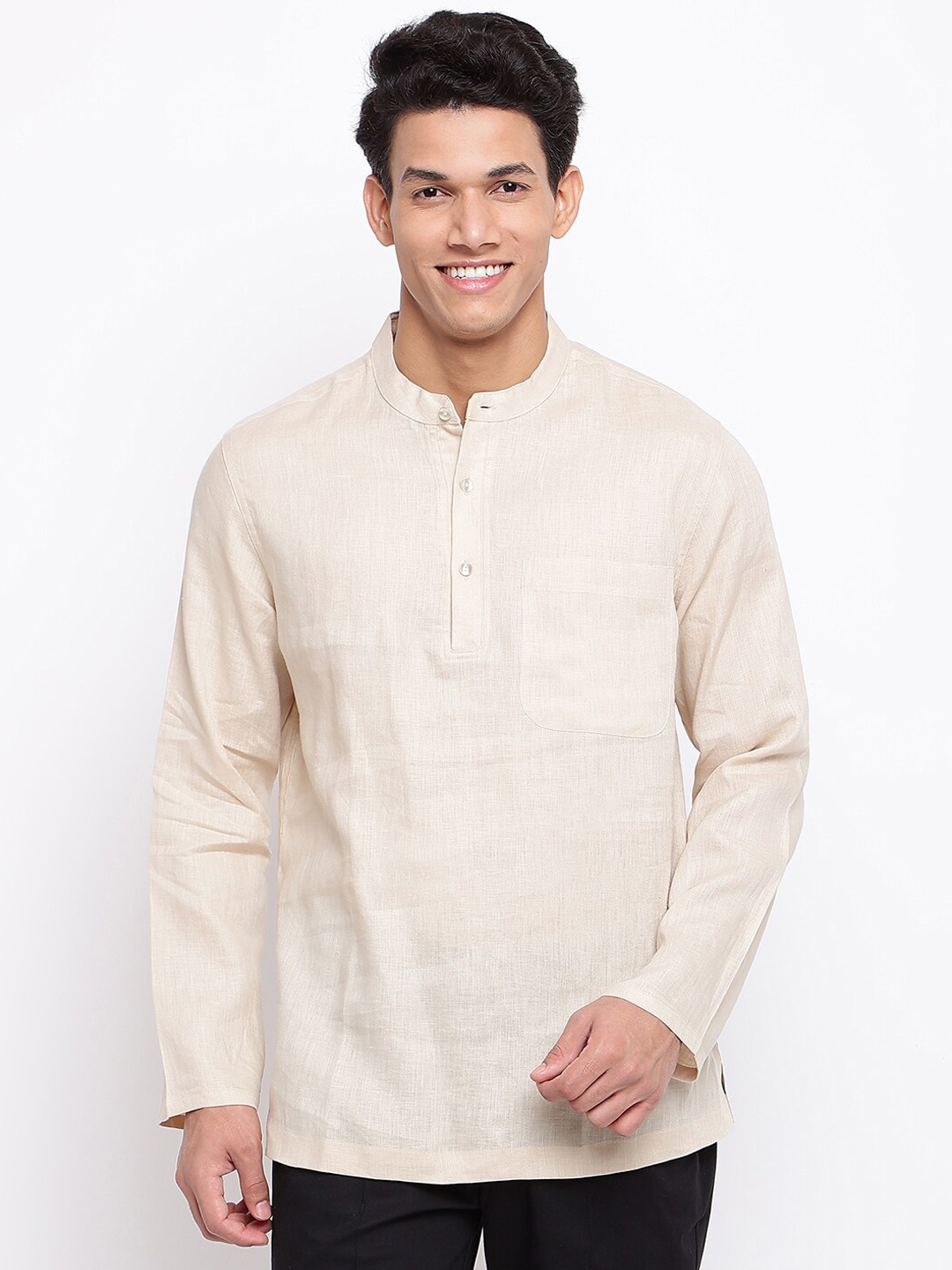 

Fabindia Men Beige Short Kurta