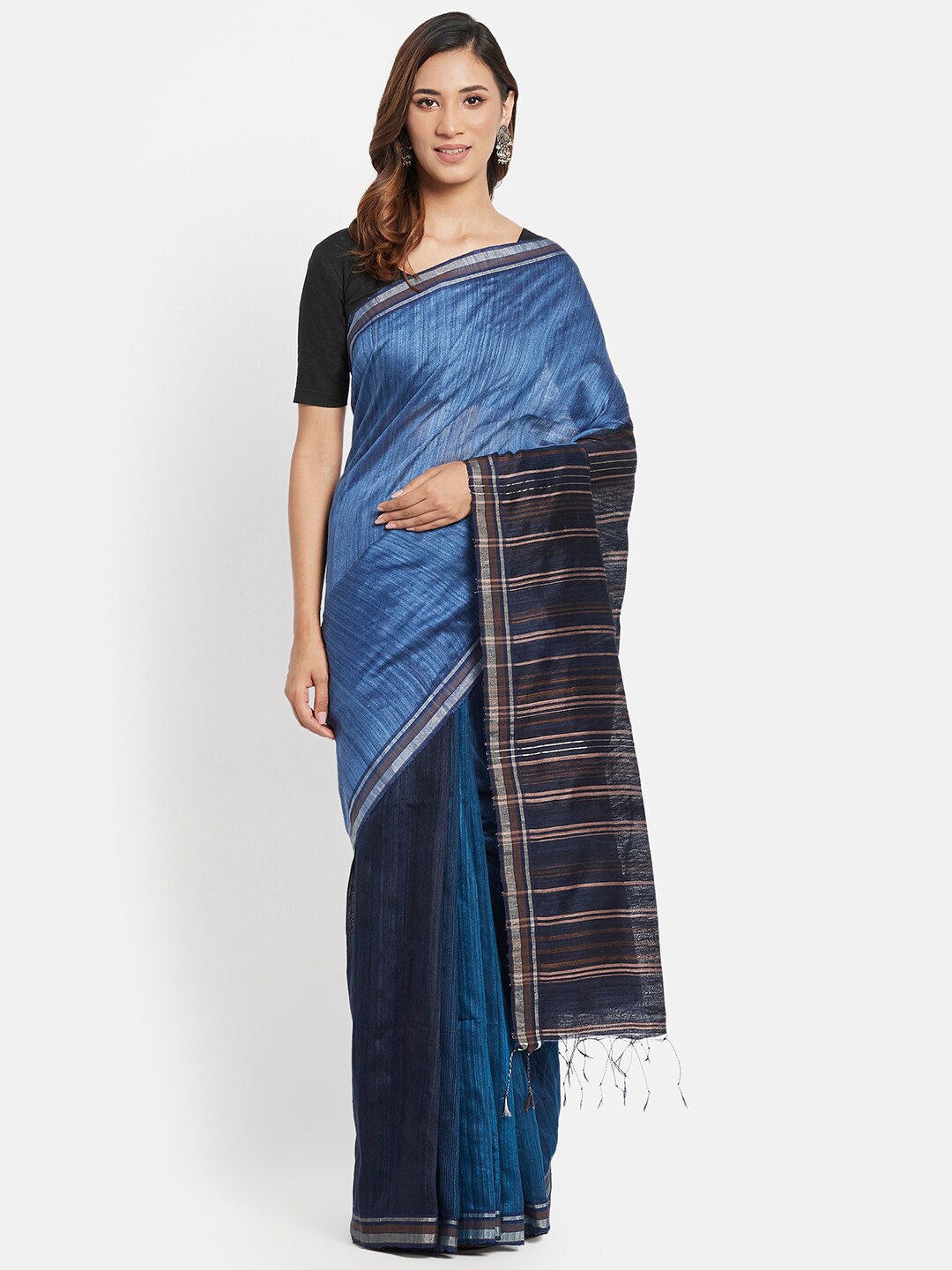 

Fabindia Blue Woven Design Zari Pure Silk Saree