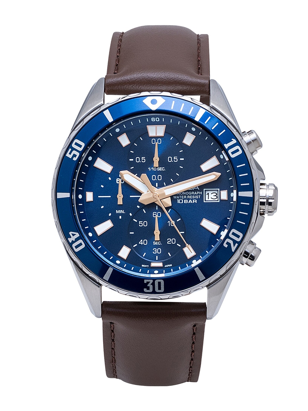 

Alba Men Blue Printed Dial & Brown Leather Straps Analogue Watch