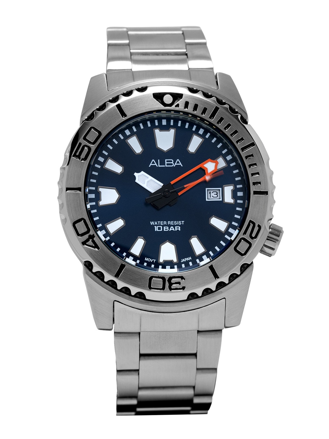 

Alba Men Blue Dial & Silver Toned Stainless Steel Bracelet Style Straps Analogue Tachymeter Watch