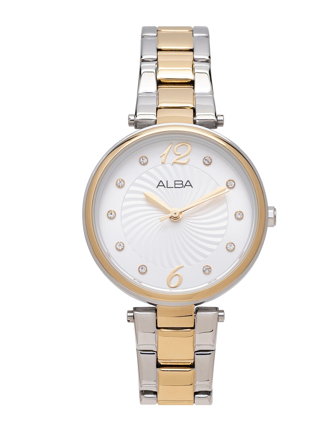 

Alba Women White Dial & Gold Toned Stainless Steel Bracelet Style Straps Analogue Watch