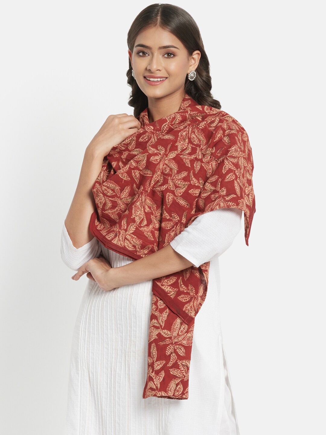 

Fabindia Women Red & Beige Printed Stole