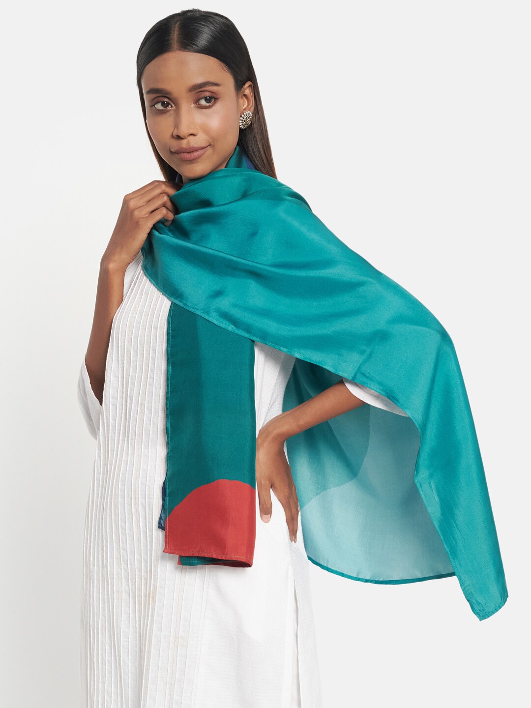 

Fabindia Women Teal & Orange Stole