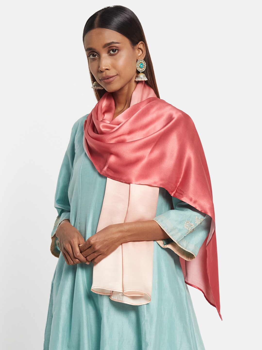 

Fabindia FabBasic Women Pink & White Stole