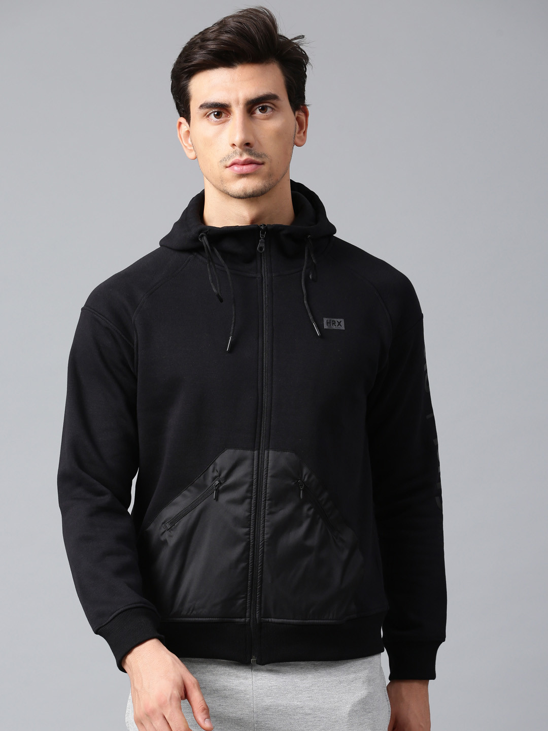 

HRX by Hrithik Roshan Men Black Solid Hooded Sweatshirt