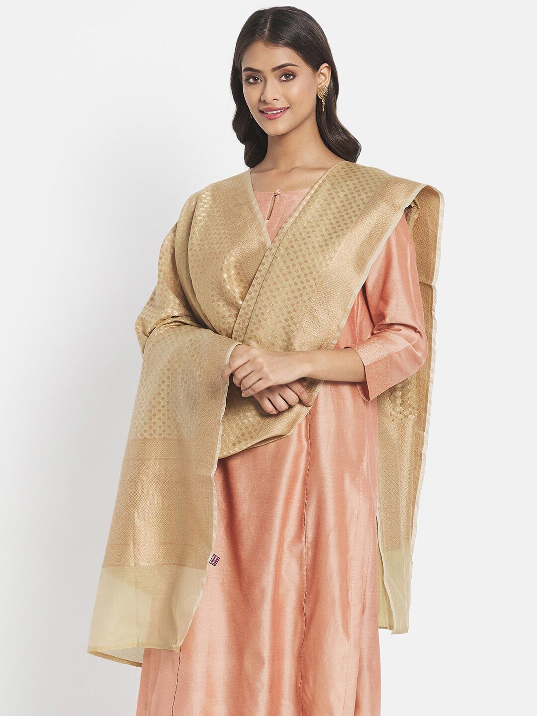 

Fabindia Beige Ethnic Motifs Woven Design Cotton Silk Dupatta