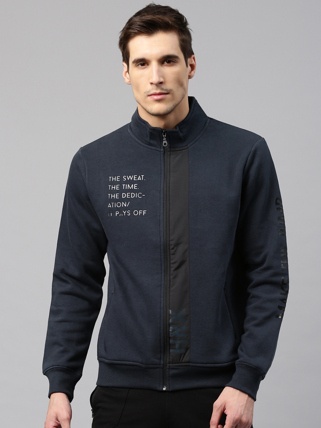 

HRX by Hrithik Roshan Men Navy Blue Solid Sweatshirt
