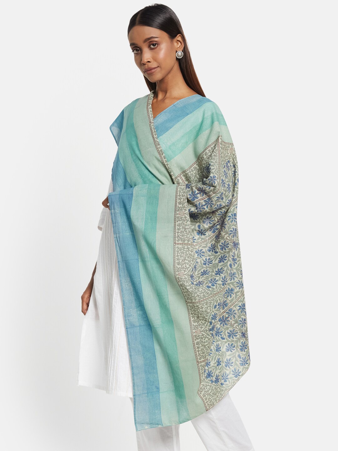 

Fabindia Blue Printed Pure Cotton Dupatta