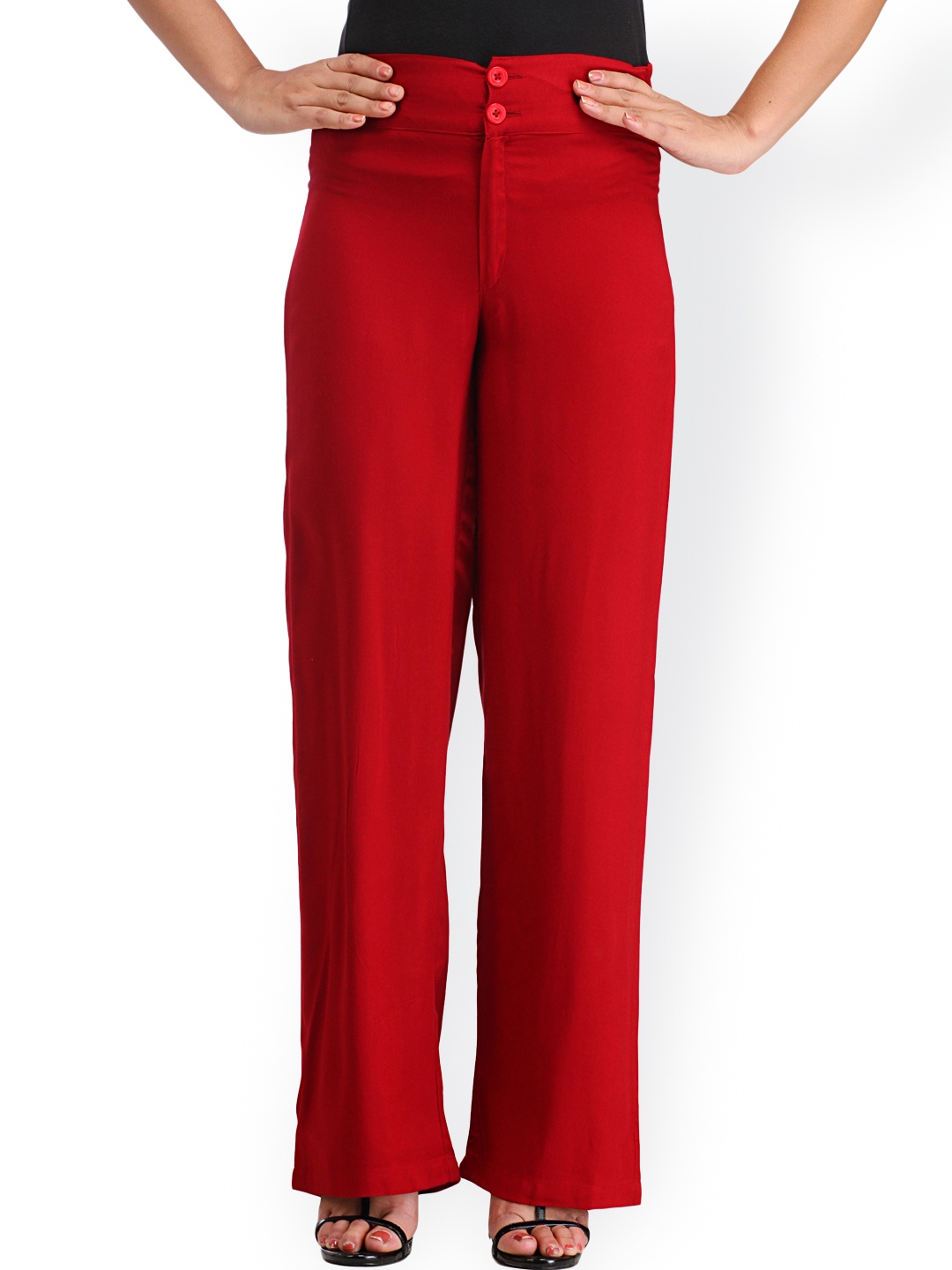 

Cottinfab Women Maroon Solid Straight Palazzos