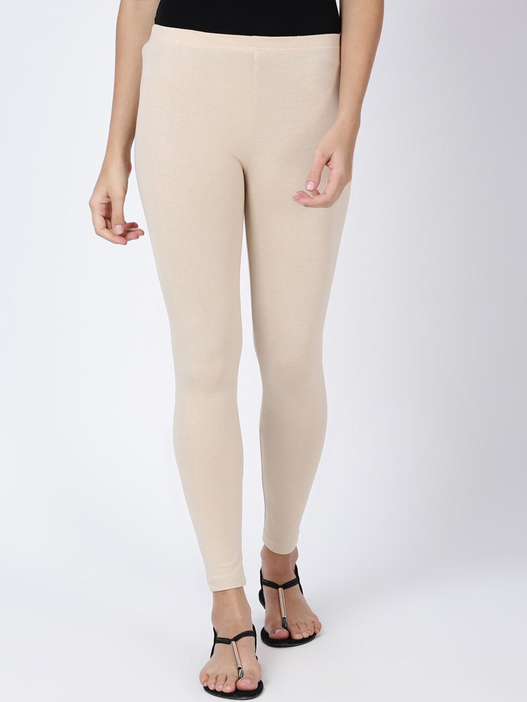 

Soch Women Beige Solid Cotton Leggings