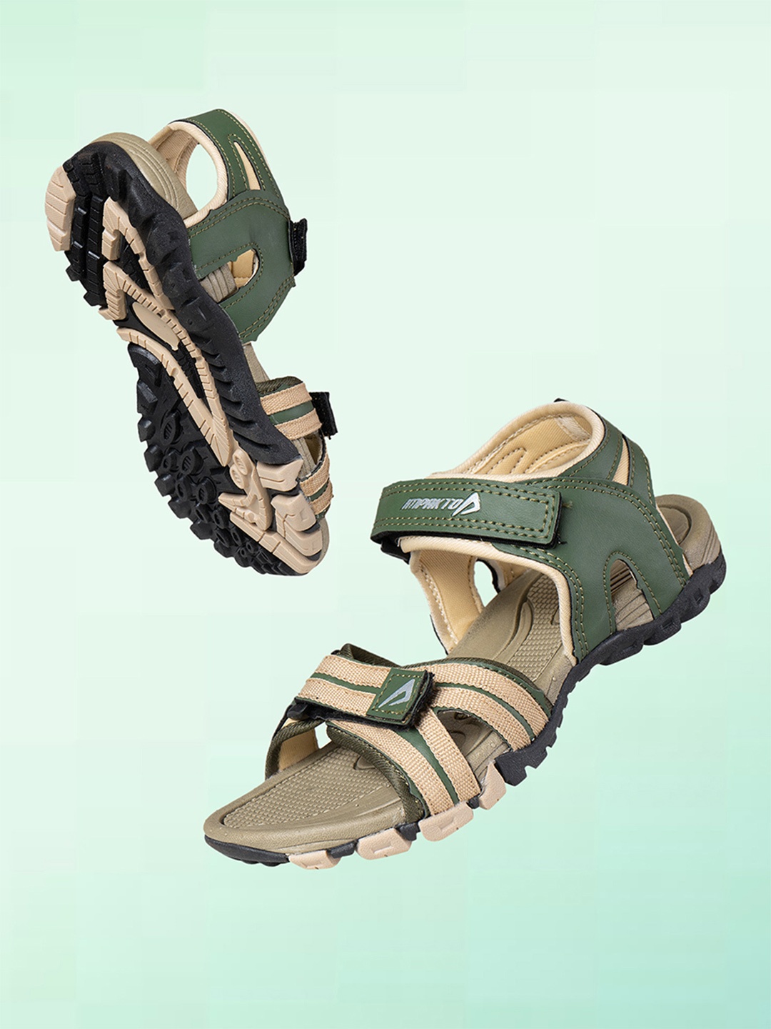 

IMPAKTO Women Olive Green Patterned Sports Sandals