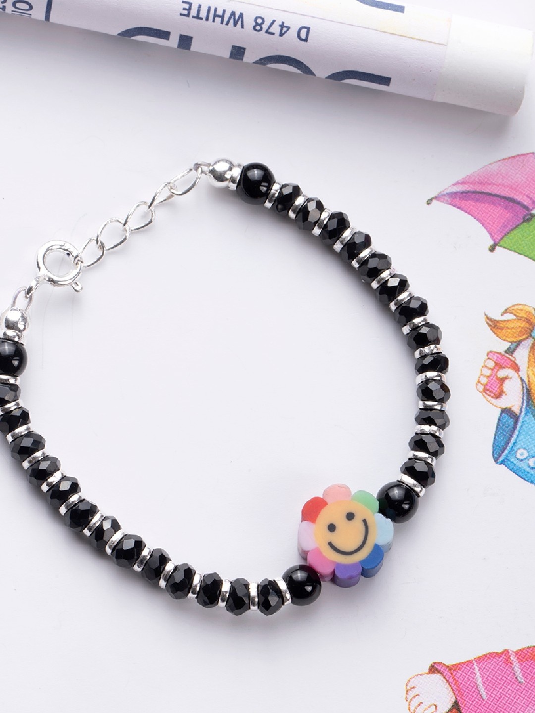 

Zavya Girls Black & Silver-Toned Sterling Silver-Plated Wraparound Bracelet