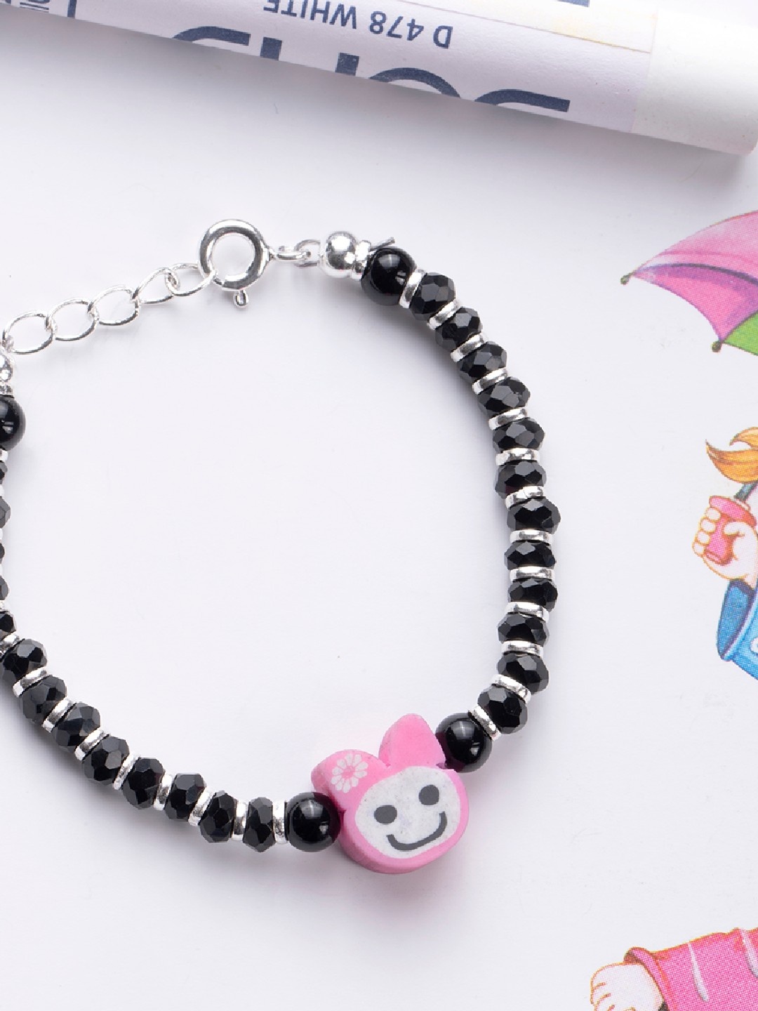 

Zavya Girls Black & Pink Sterling Silver-Plated Ring Bracelet