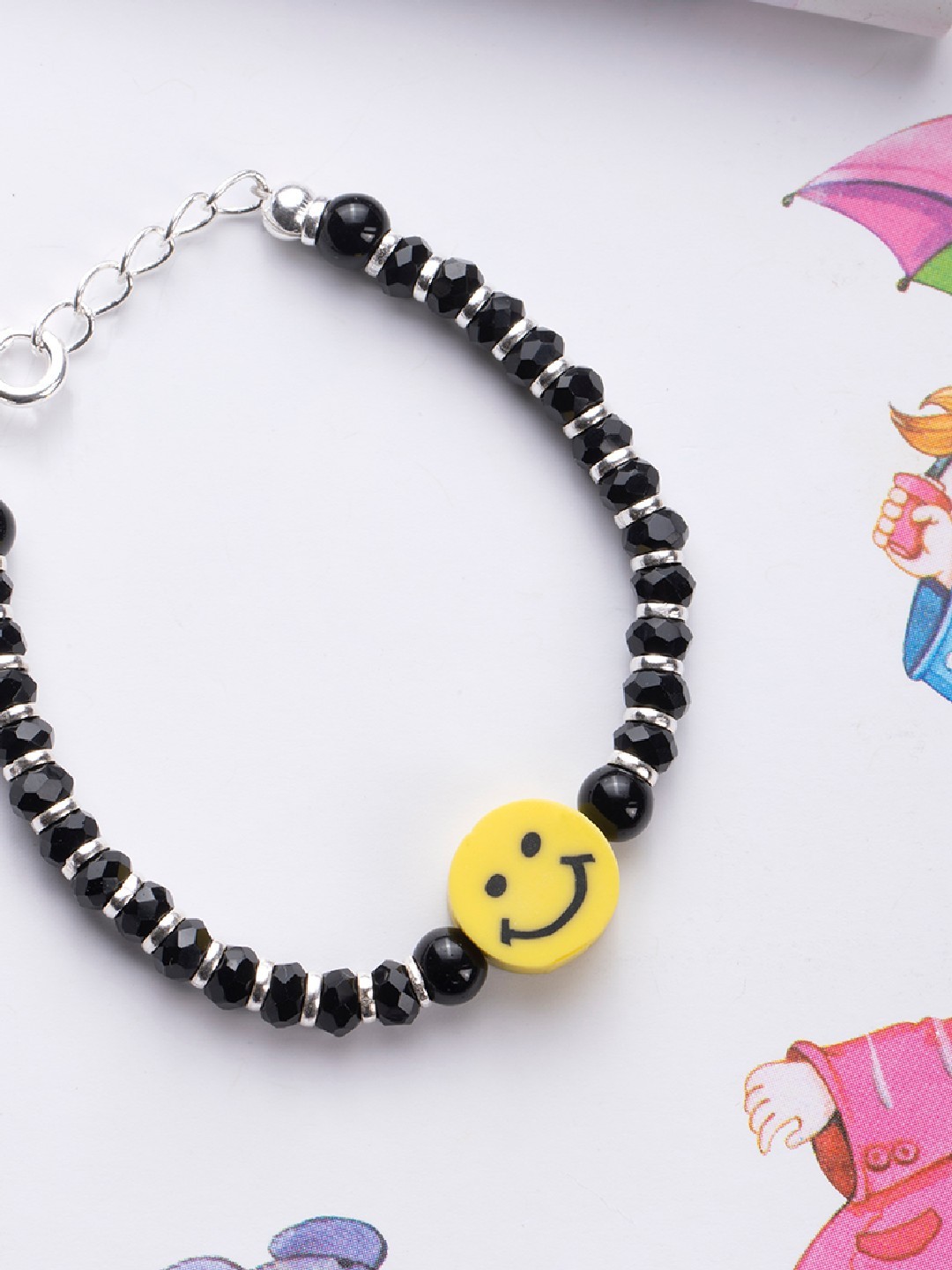 

Zavya Girls Black & Yellow Sterling Silver Silver-Plated Ring Bracelet