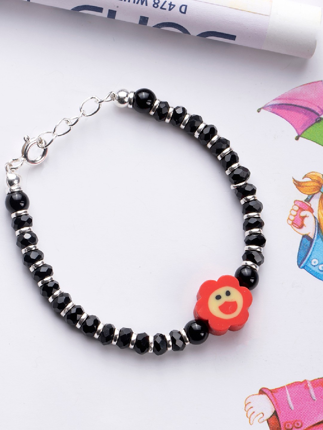

Zavya Girls Black & Orange Sterling Silver-Plated Ring Bracelet